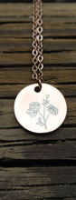 15mm Birth flower charm necklace