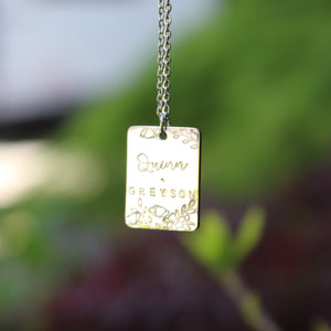 Large rectangle charm necklace