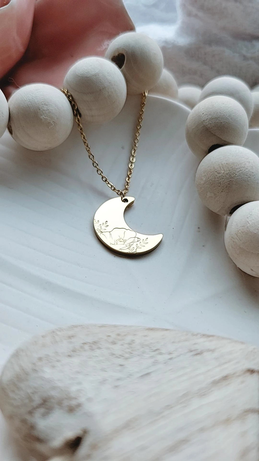 Floral moon necklace